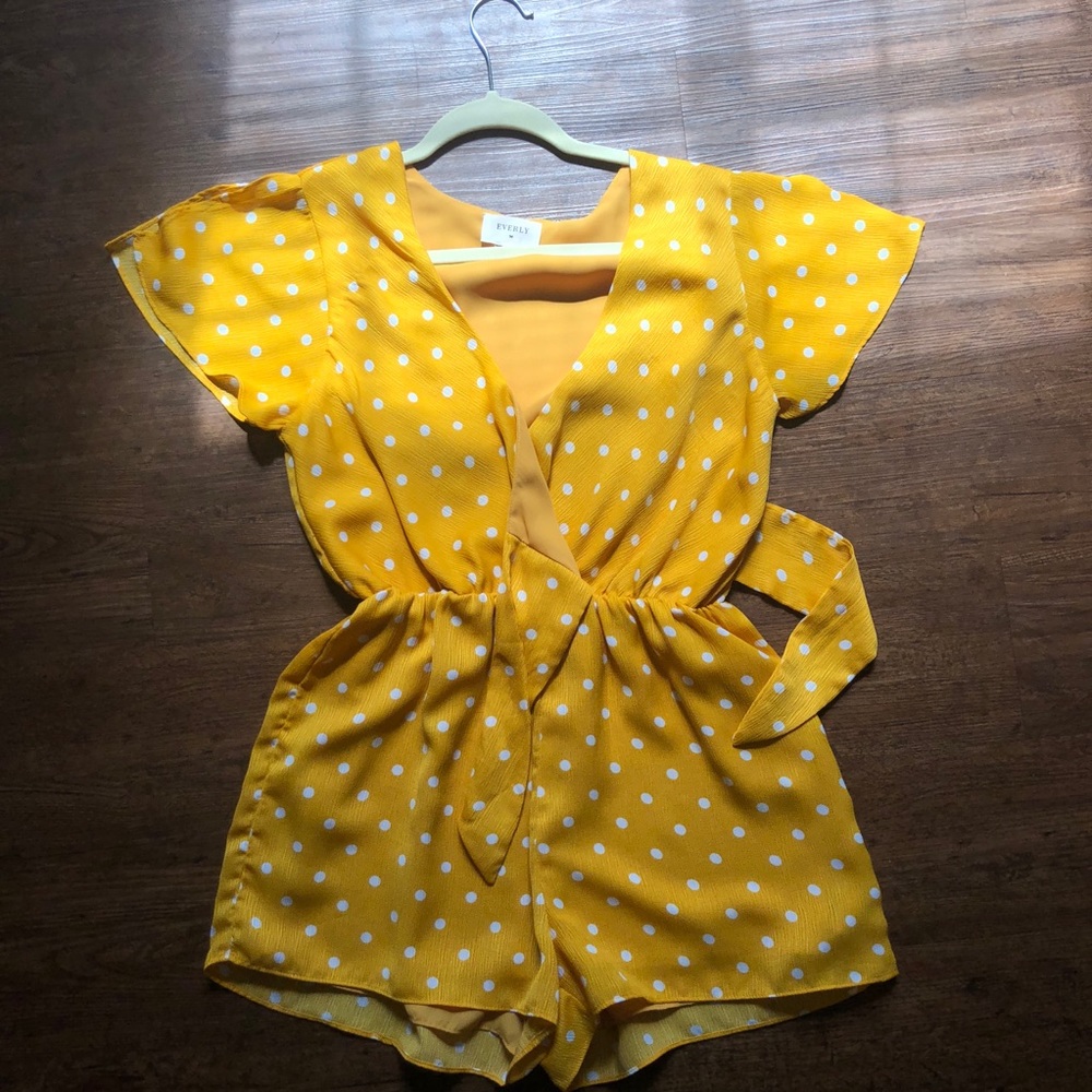 Everly Yellow Polka Dot Romper